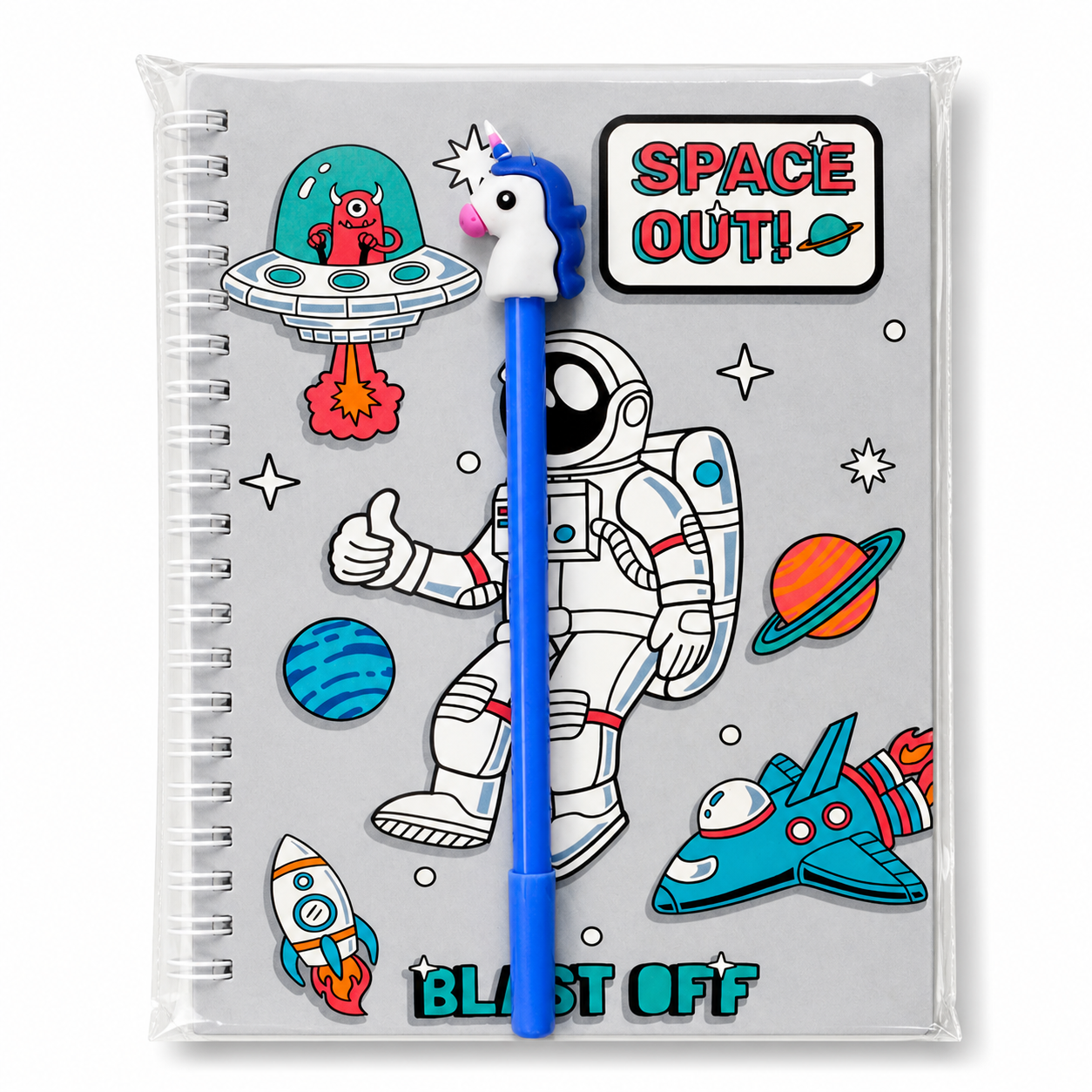 Space Out Wiro Notebook with Matching Pen